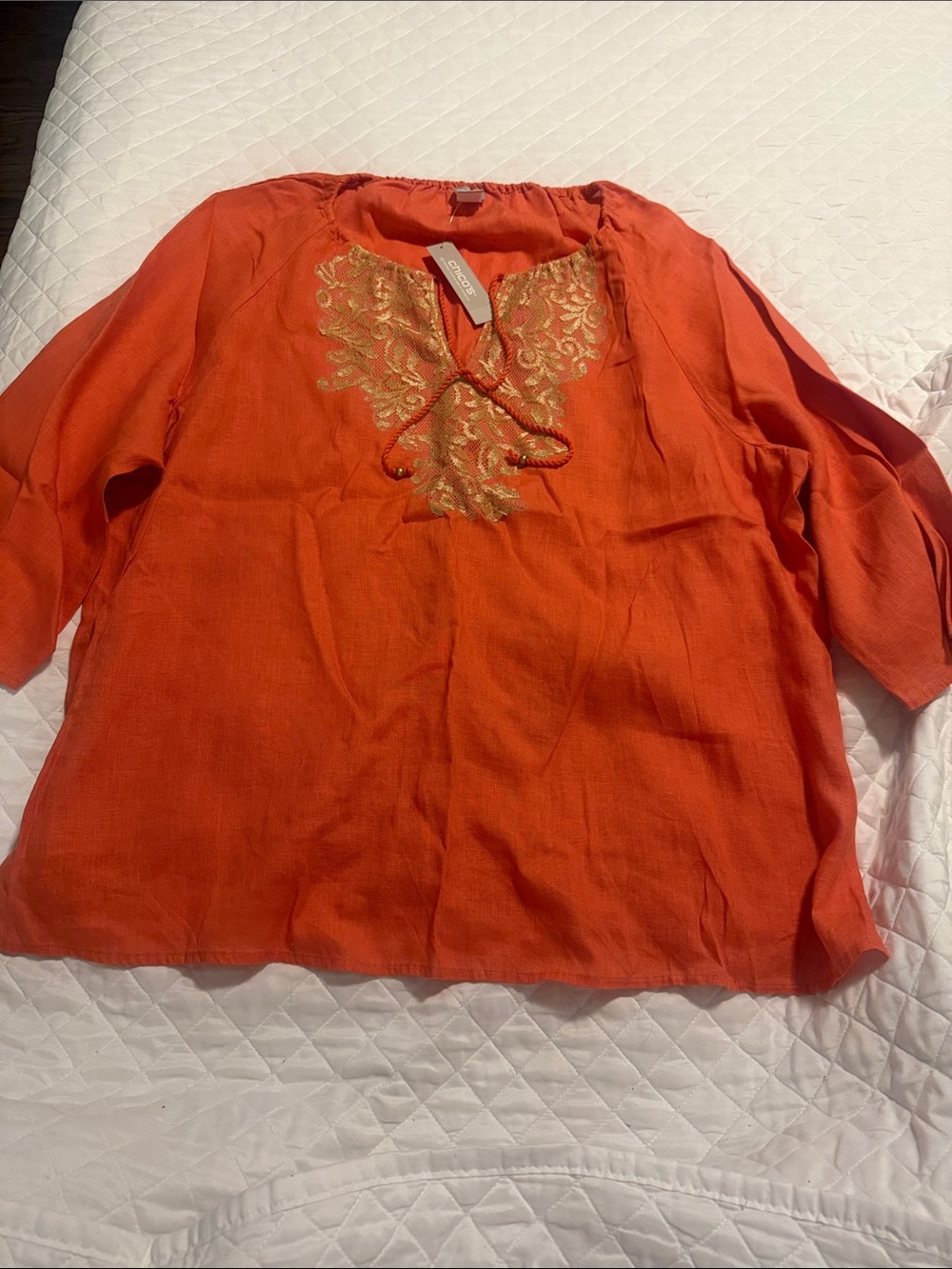 Embroidered Orange Women's Top